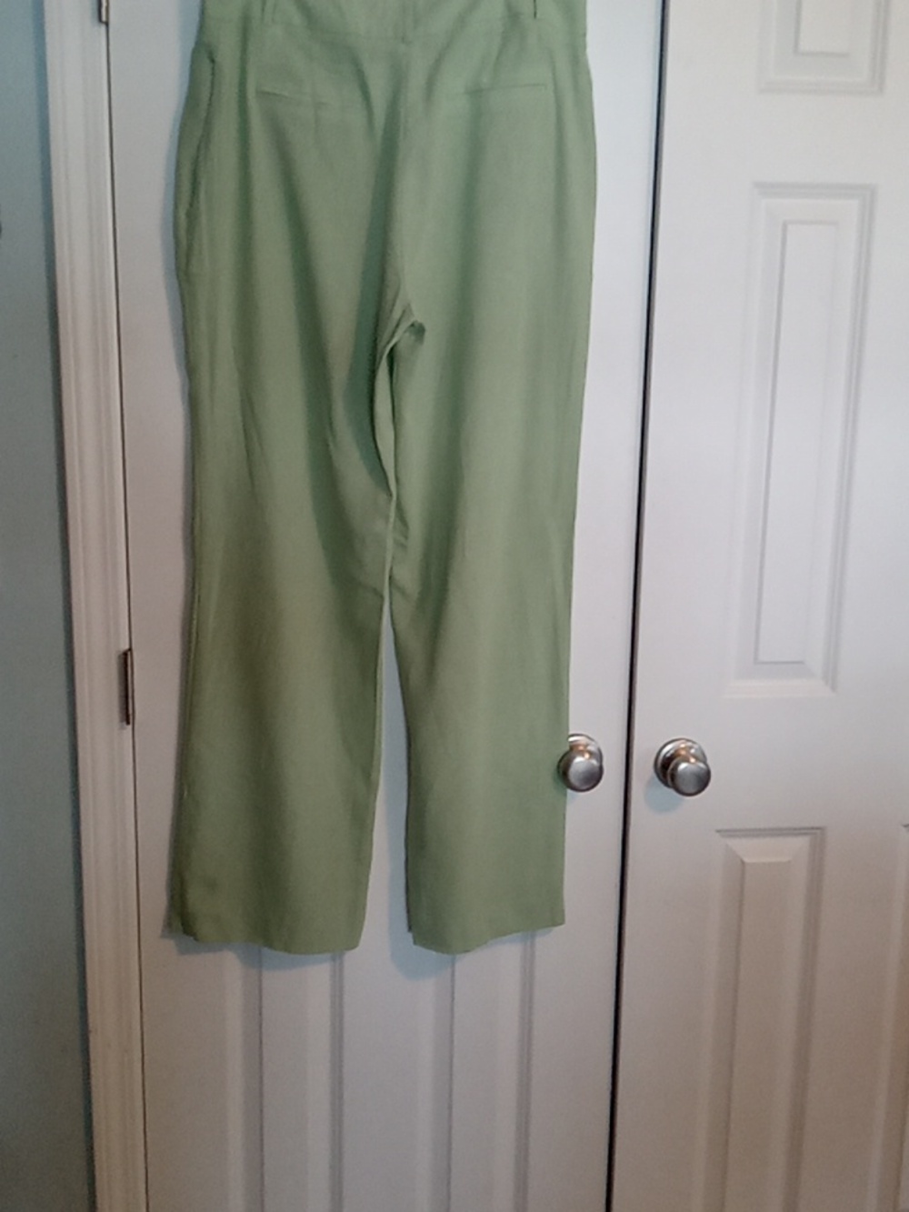 Light Green Women's Linen Dress Pants - Picture 3 of 5